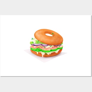 Salmon bagel sticker Posters and Art